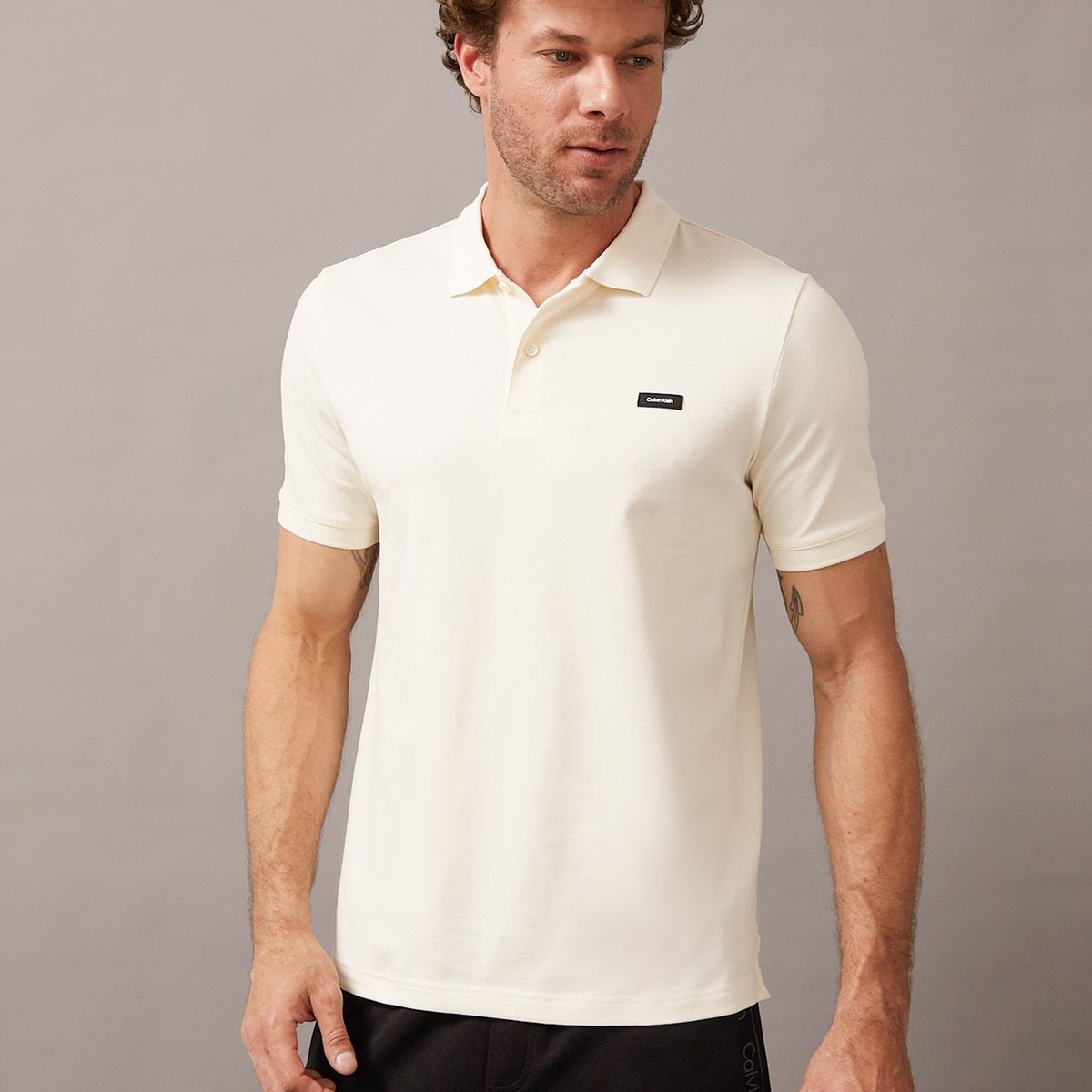 CALVIN KLEIN - Polo Stretch Slim Blanco Calvin Klein