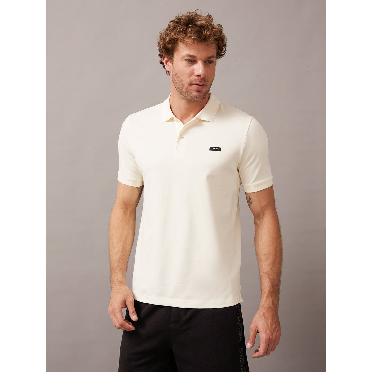 CALVIN KLEIN - Polo Stretch Slim Blanco Calvin Klein