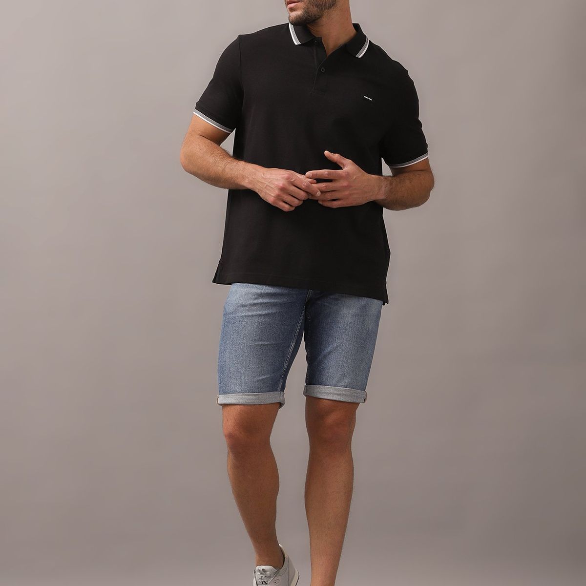 CALVIN KLEIN - Polo Stretch Metal Button Negro Calvin Klein