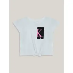 CALVIN KLEIN - Polera Niña Split Monogram Sequin Blanco