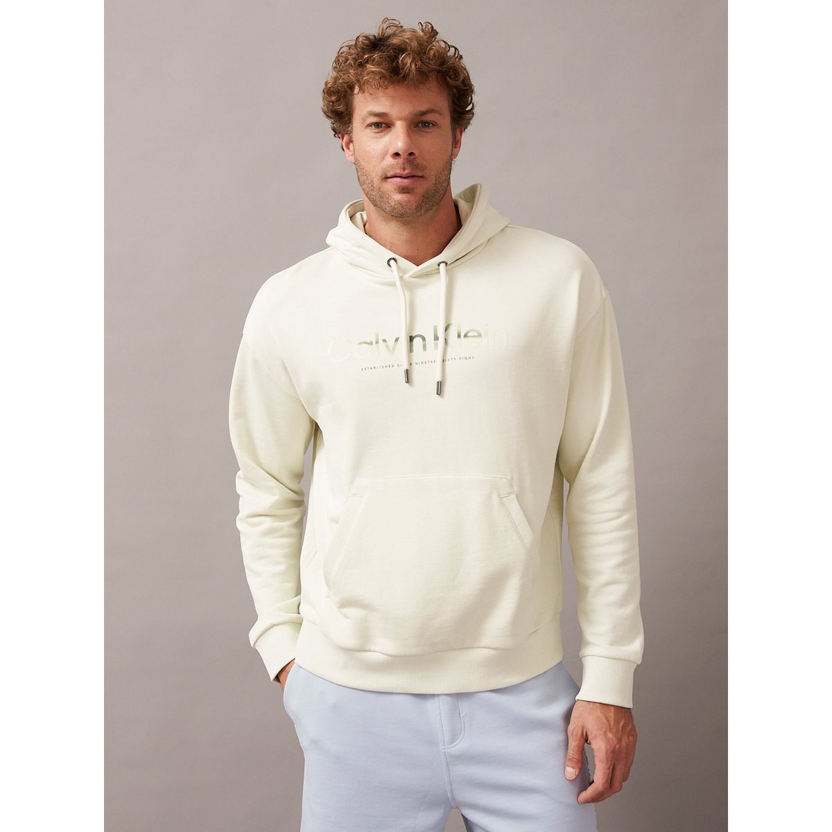 CALVIN KLEIN - Polerón con Gorro Diffused Beige Calvin Klein