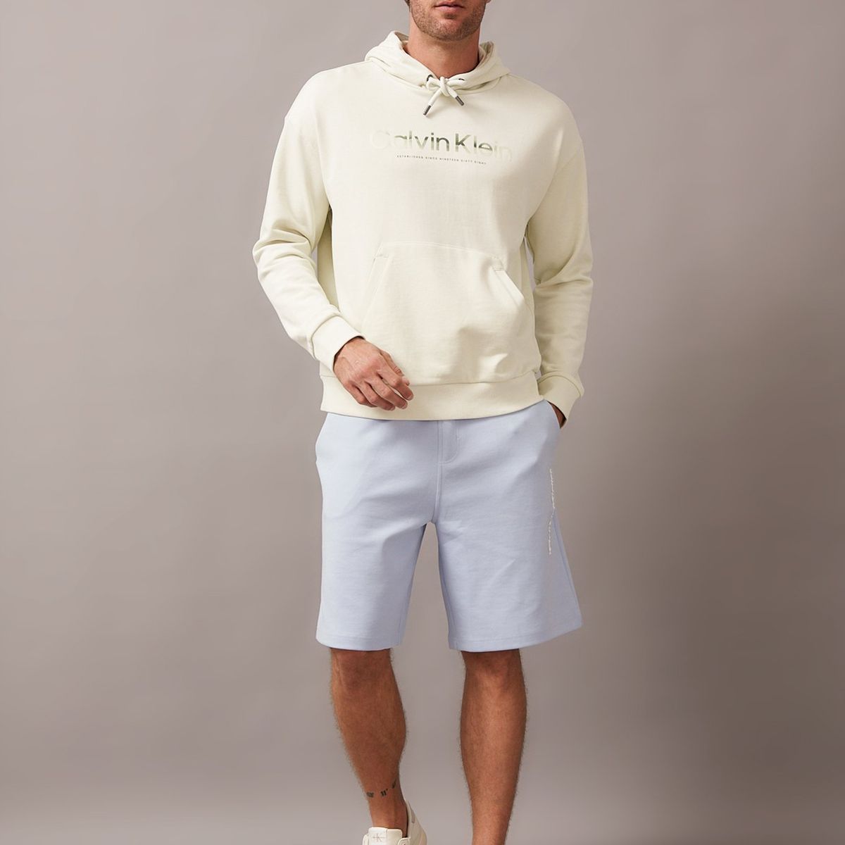 CALVIN KLEIN - Polerón con Gorro Diffused Beige Calvin Klein