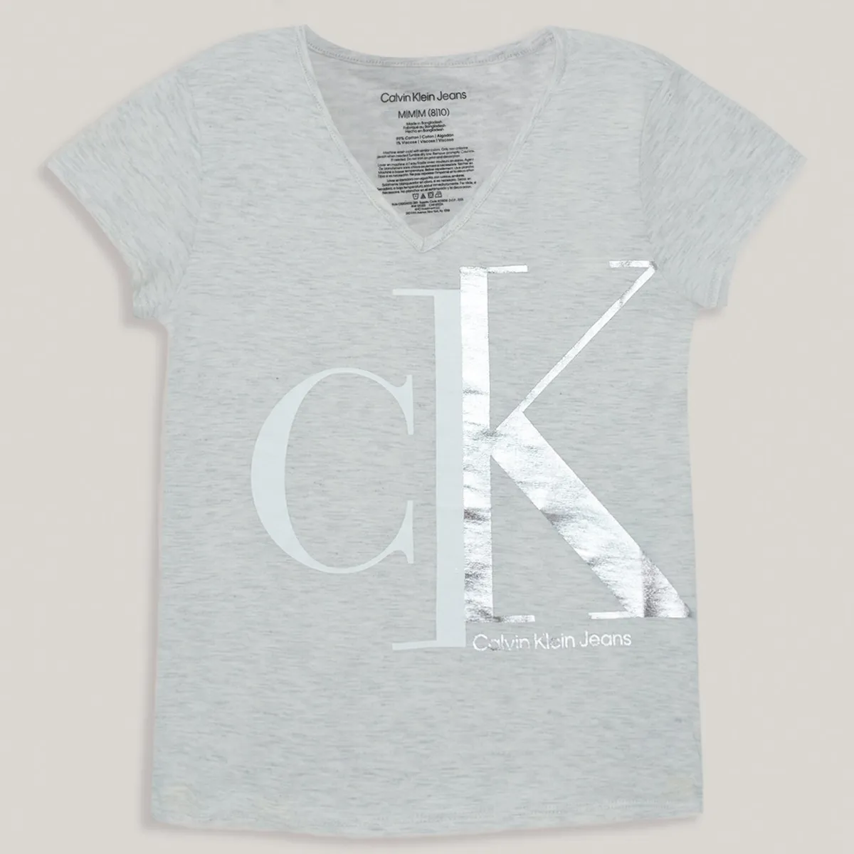 CALVIN KLEIN - Polera Niña Split Monogram Beige Calvin Klein