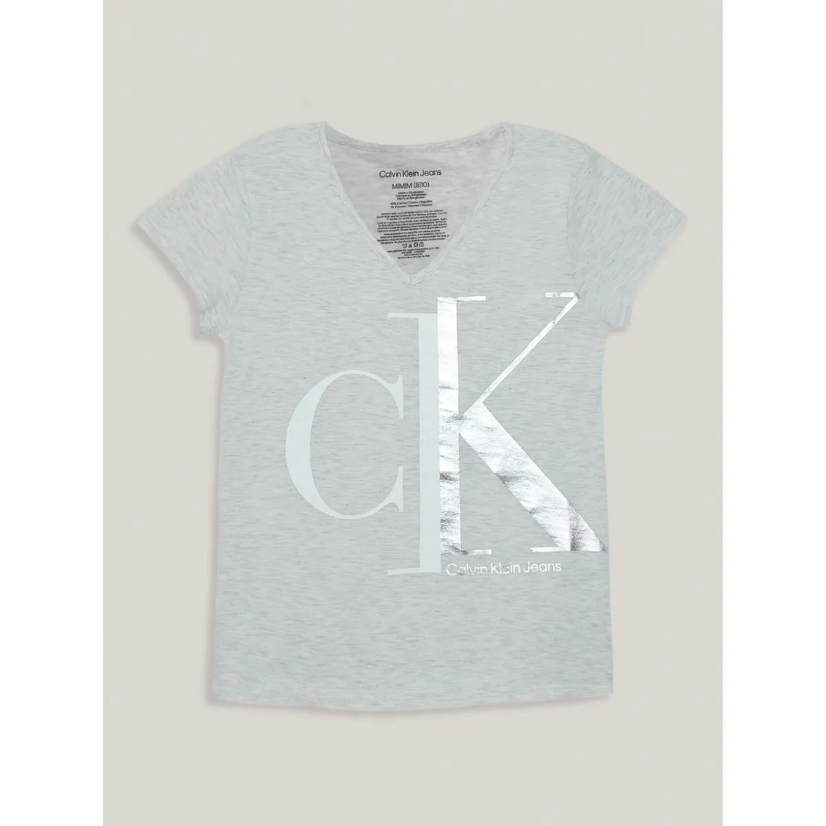 CALVIN KLEIN - Polera Niña Split Monogram Beige Calvin Klein