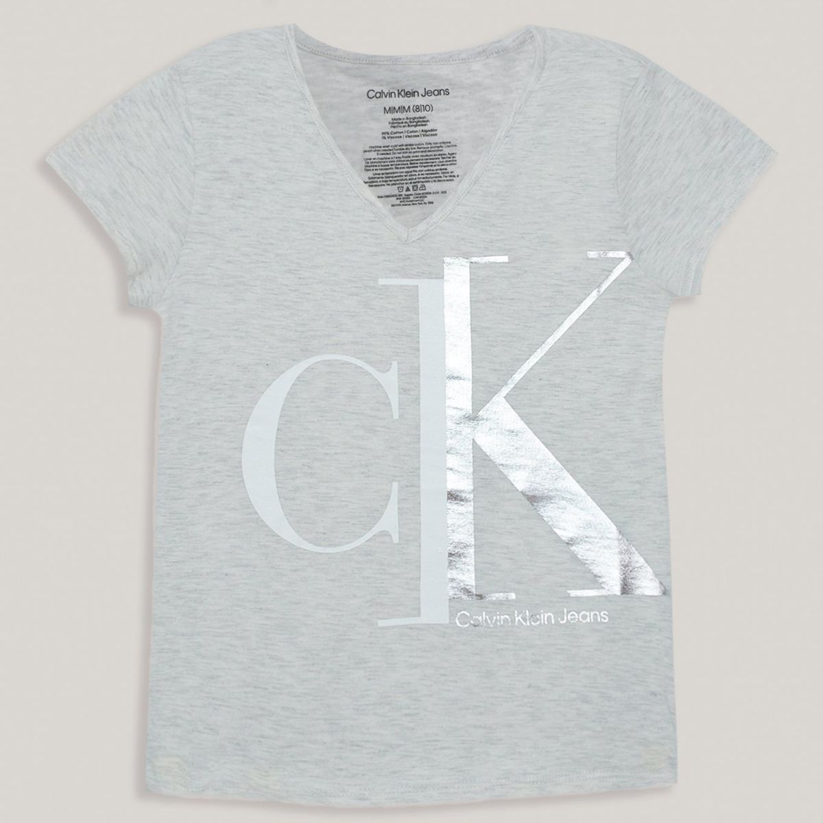 CALVIN KLEIN - Polera Niña Split Monogram Beige Calvin Klein