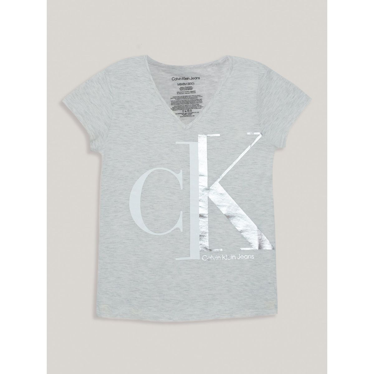 CALVIN KLEIN - Polera Niña Split Monogram Beige Calvin Klein