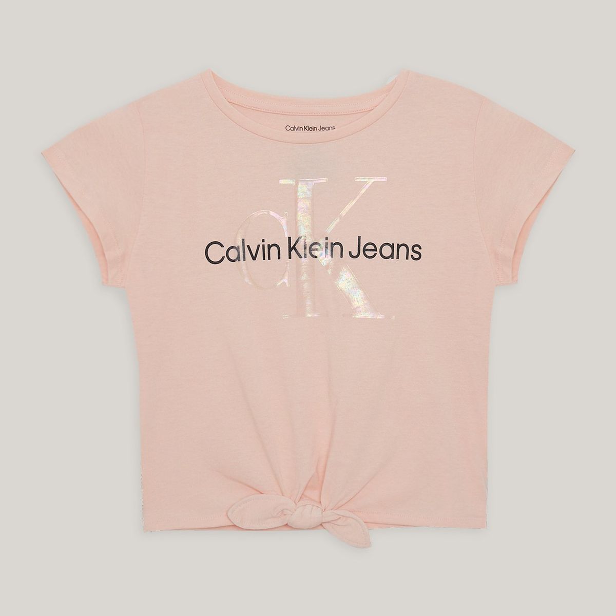CALVIN KLEIN - Polera Niña Shiny Overlay Rosado Calvin Klein