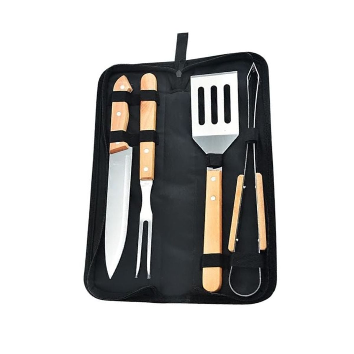 GENERICO - Set Utensilios 4 Piezas Para Asar Parrilla Barbacoa Estuche