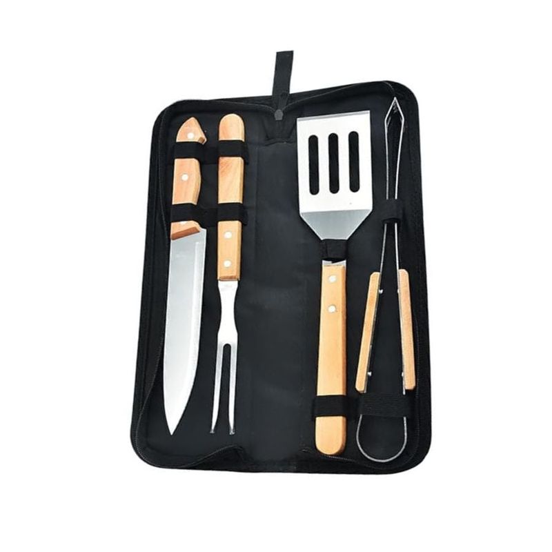 GENERICO - Set Utensilios 4 Piezas Para Asar Parrilla Barbacoa Estuche
