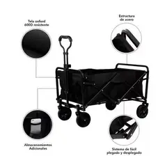 GENERICO - Carrito De Compras Plegable Ideal Para Camping Pro Max Color Negro