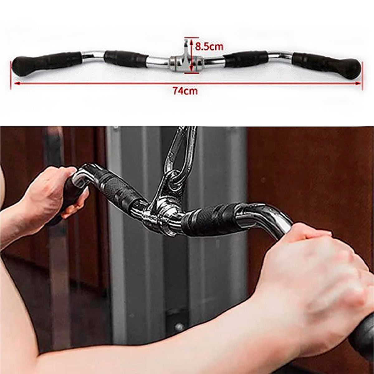 SDFIT - Barra Doble Curva Cromada Tomada De Goma 74 Cm