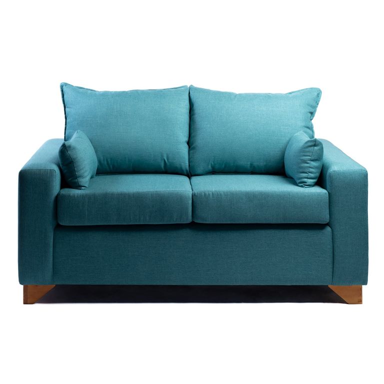 SOFA TURQUESA LINO DOS CUERPOS