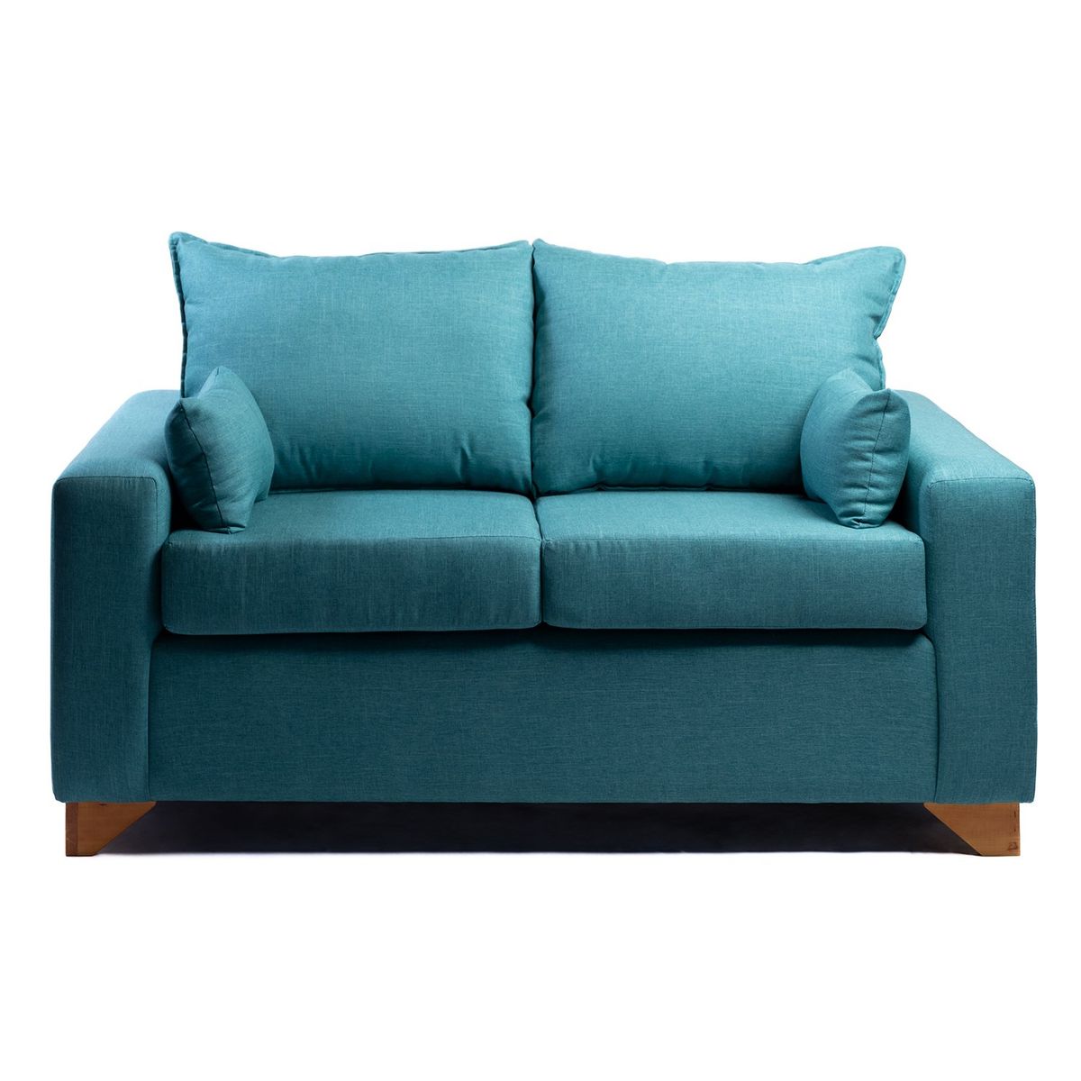 MUEBLES NEW - SOFA TURQUESA LINO DOS CUERPOS