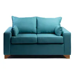 MUEBLES NEW - SOFA TURQUESA LINO DOS CUERPOS