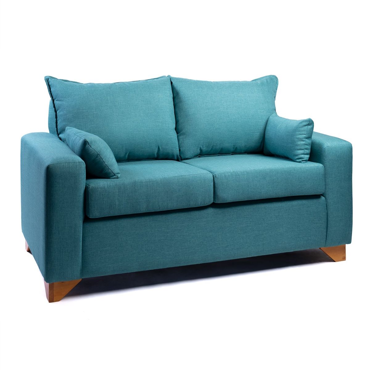 MUEBLES NEW - SOFA TURQUESA LINO DOS CUERPOS