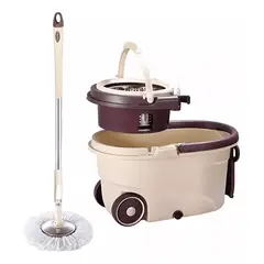 CRUSEC - Mopa Trapeador Giratoria 360 Cetrifugadora Acero Removible