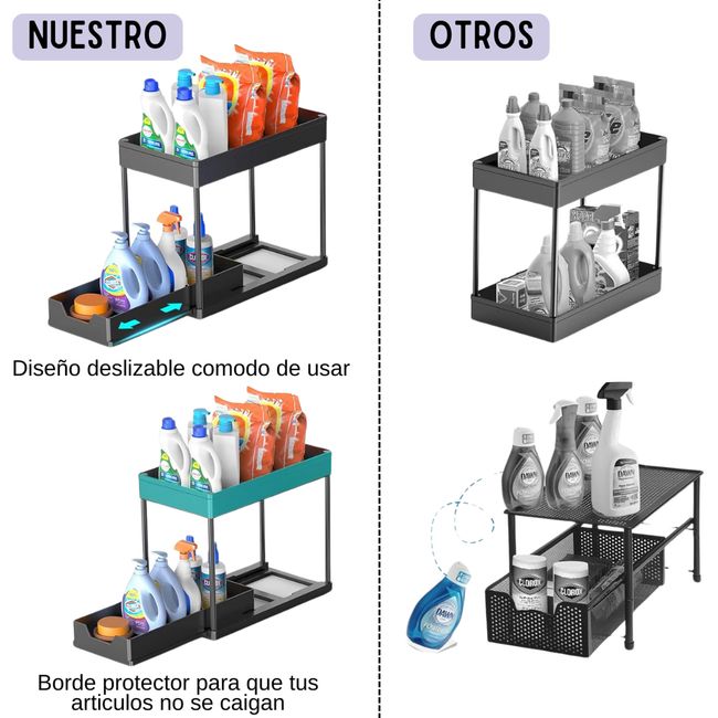 GENERICO - 2 unidades - Organizador Deslizante para Lavaplatos, Baño, Cocina o Closet