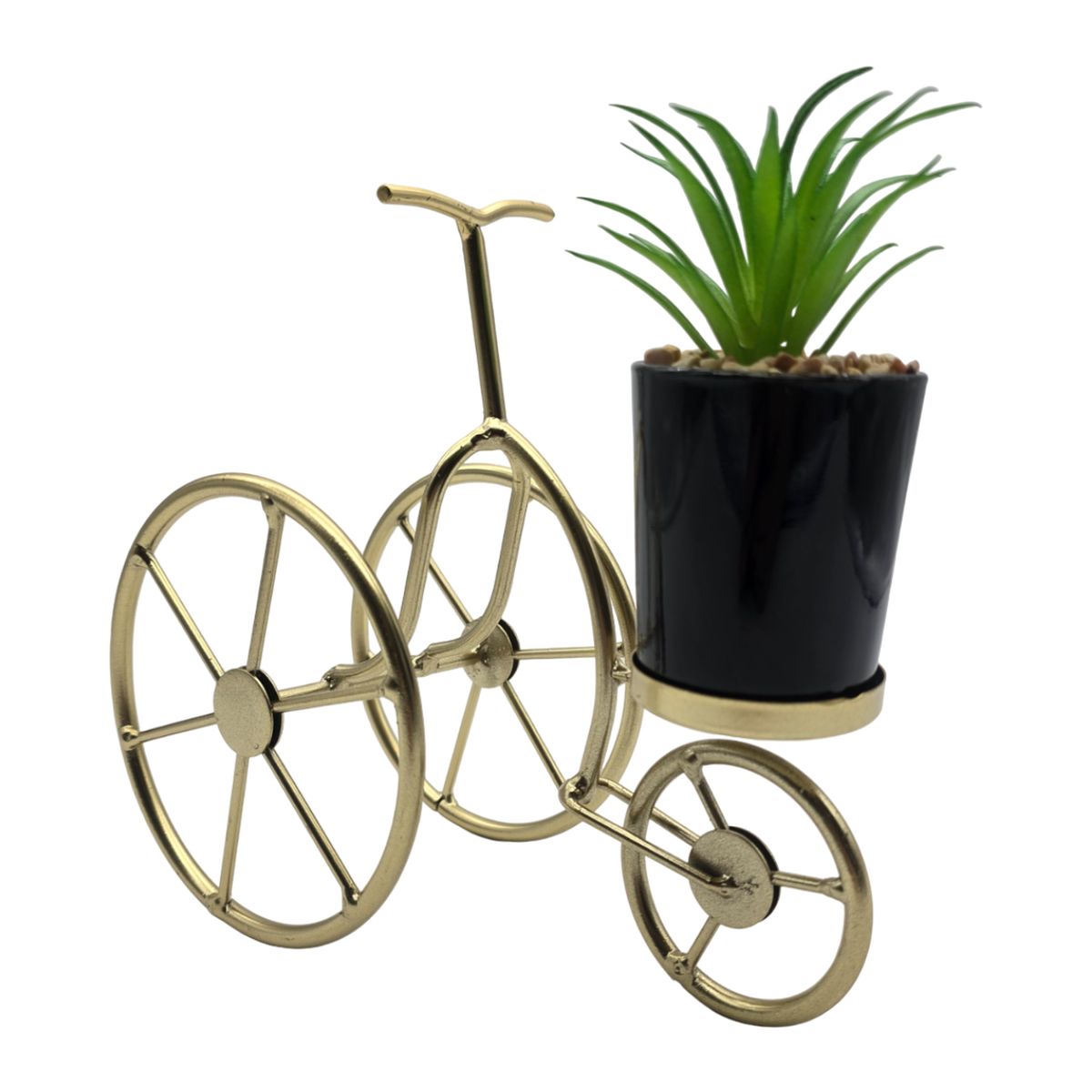 GENERICO - Figura Decorativa Bicicleta Metal Adorno Dorado Mini Planta