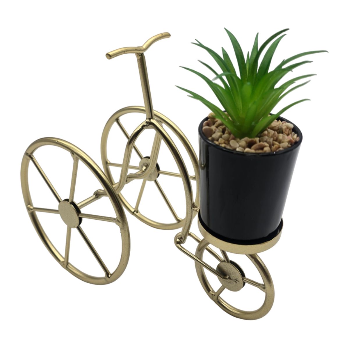 GENERICO - Figura Decorativa Bicicleta Metal Adorno Dorado Mini Planta