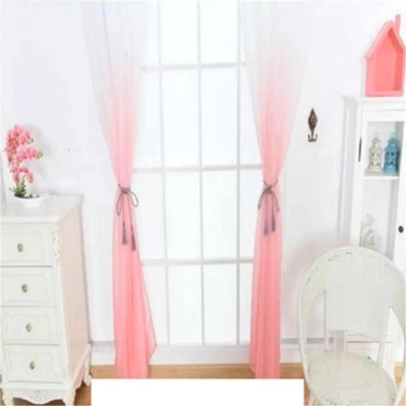 ANGELES DEL HOGAR - Visillos Estilo Degrade Tipo Velo Blanco y Rosa