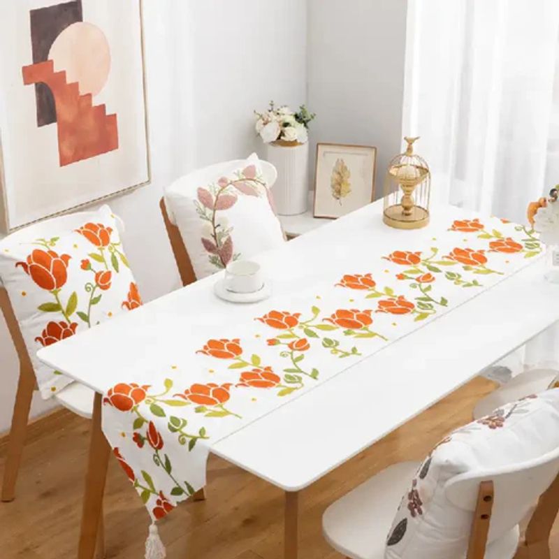 ANGELES DEL HOGAR - Camino de Mesa Bordado 37x180cm Rosas