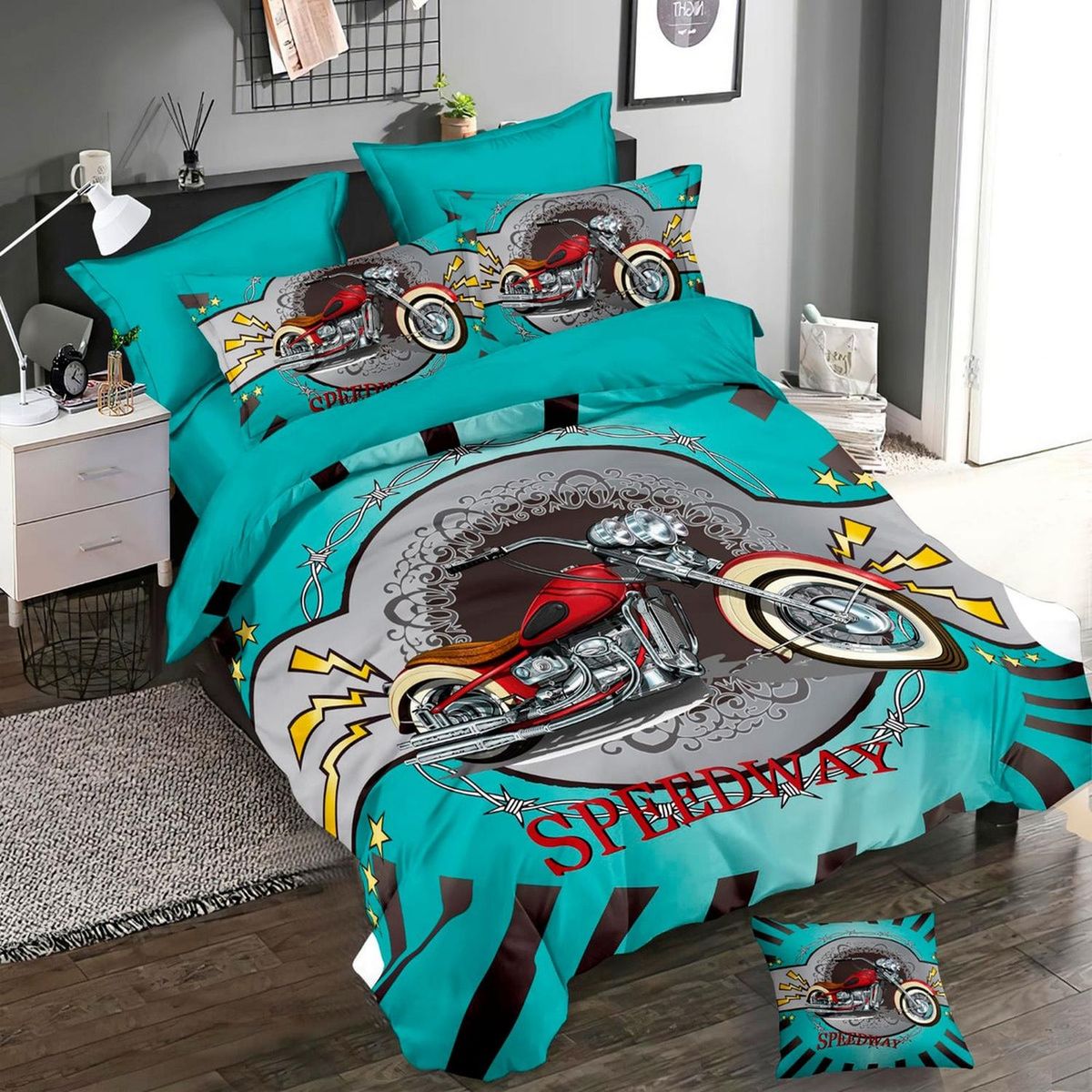 GENERICO - Cubrecama Quilt Verano 1.5 Plazas +Funda 50x70 -Diseño Shopper S 594