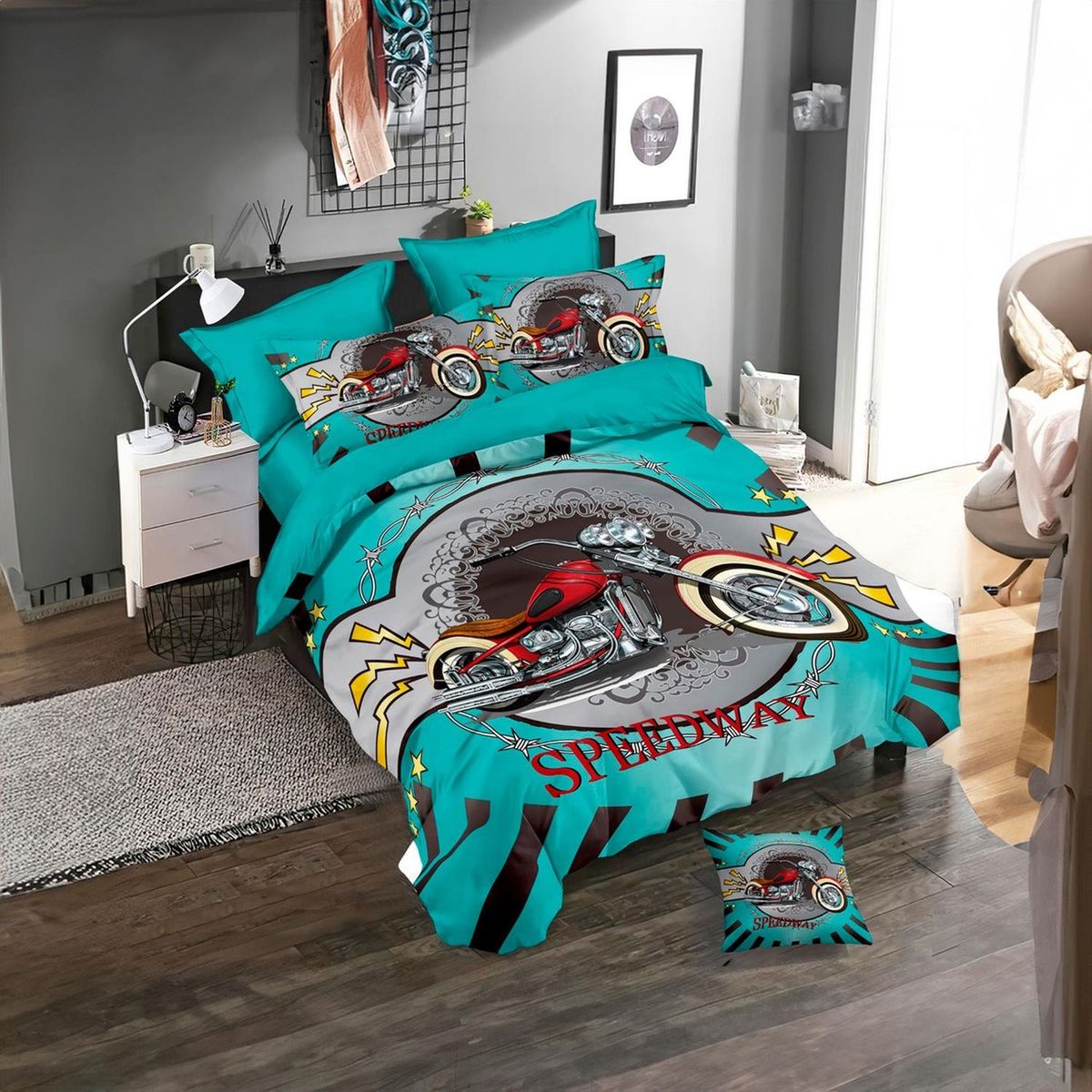 GENERICO - Cubrecama Quilt Verano 1.5 Plazas +Funda 50x70 -Diseño Shopper S 594