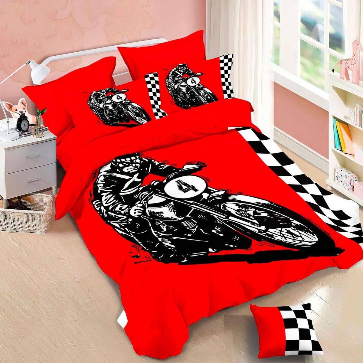 GENERICO - Cubrecama Quilt Verano 1.5 Plazas +Funda 50x70 -Diseño Red Rider 595