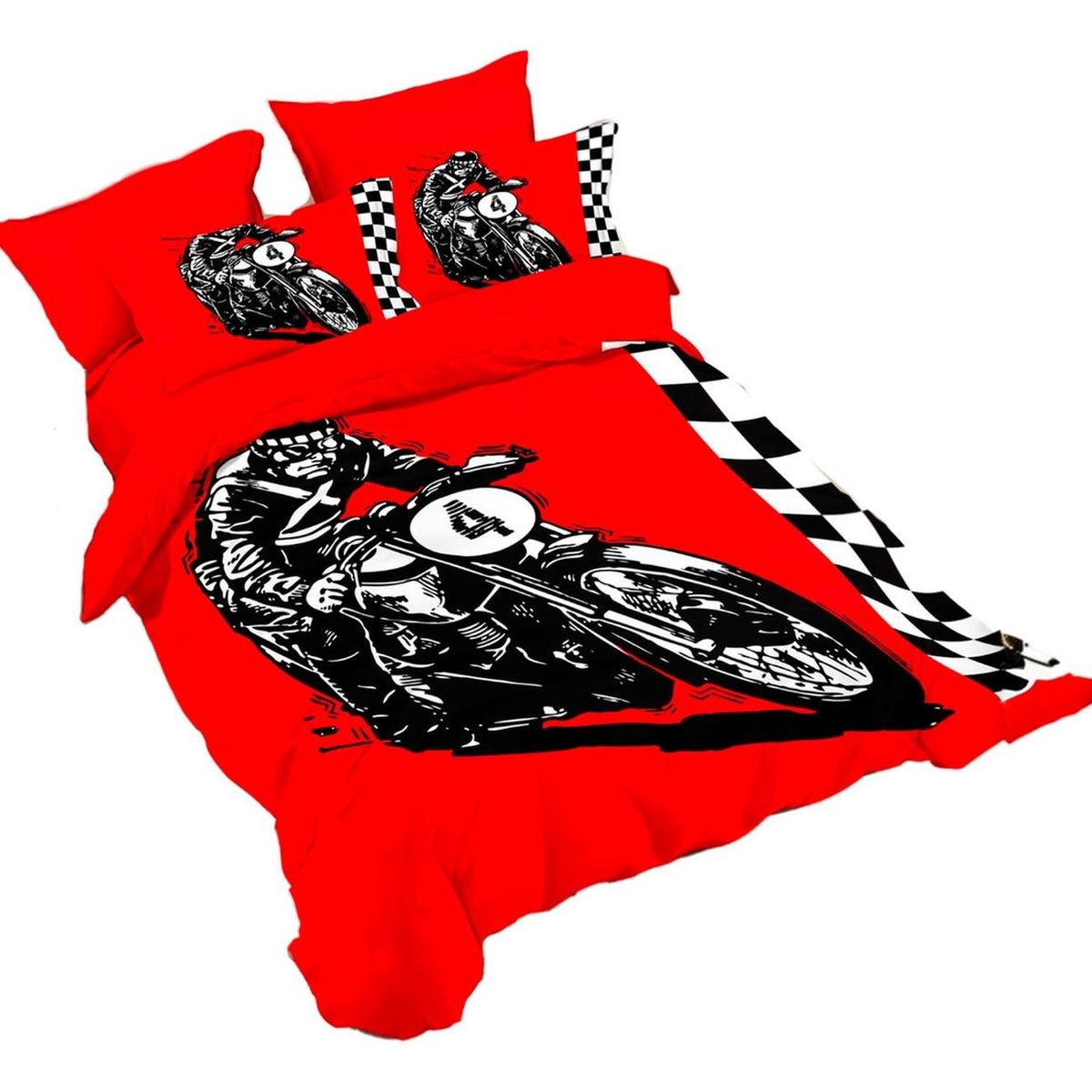 GENERICO - Cubrecama Quilt Verano 1.5 Plazas +Funda 50x70 -Diseño Red Rider 595