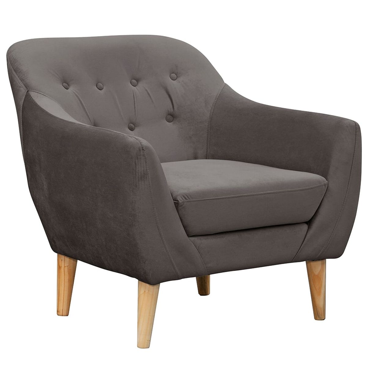 MASEL - Poltrona Norway Felpa Gris  oscuro 85x87x90