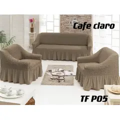 ANGELES DEL HOGAR - Pack Fundas Cubresillon Sofa Turco 3+ 1+1 Cuerpos Café Claro