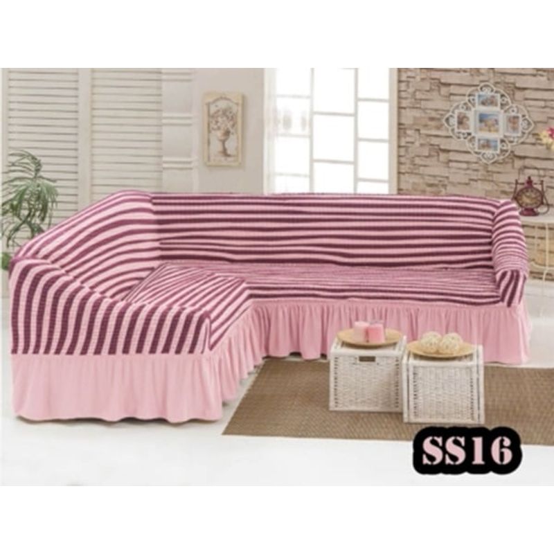 ANGELES DEL HOGAR - Funda Cubresillon Texturisado con lineas Tipo L 5 cuerpos Rosa