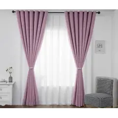 ANGELES DEL HOGAR - Cortina Blackout 2 Paños medias 140 cm x 230 cm Rosa