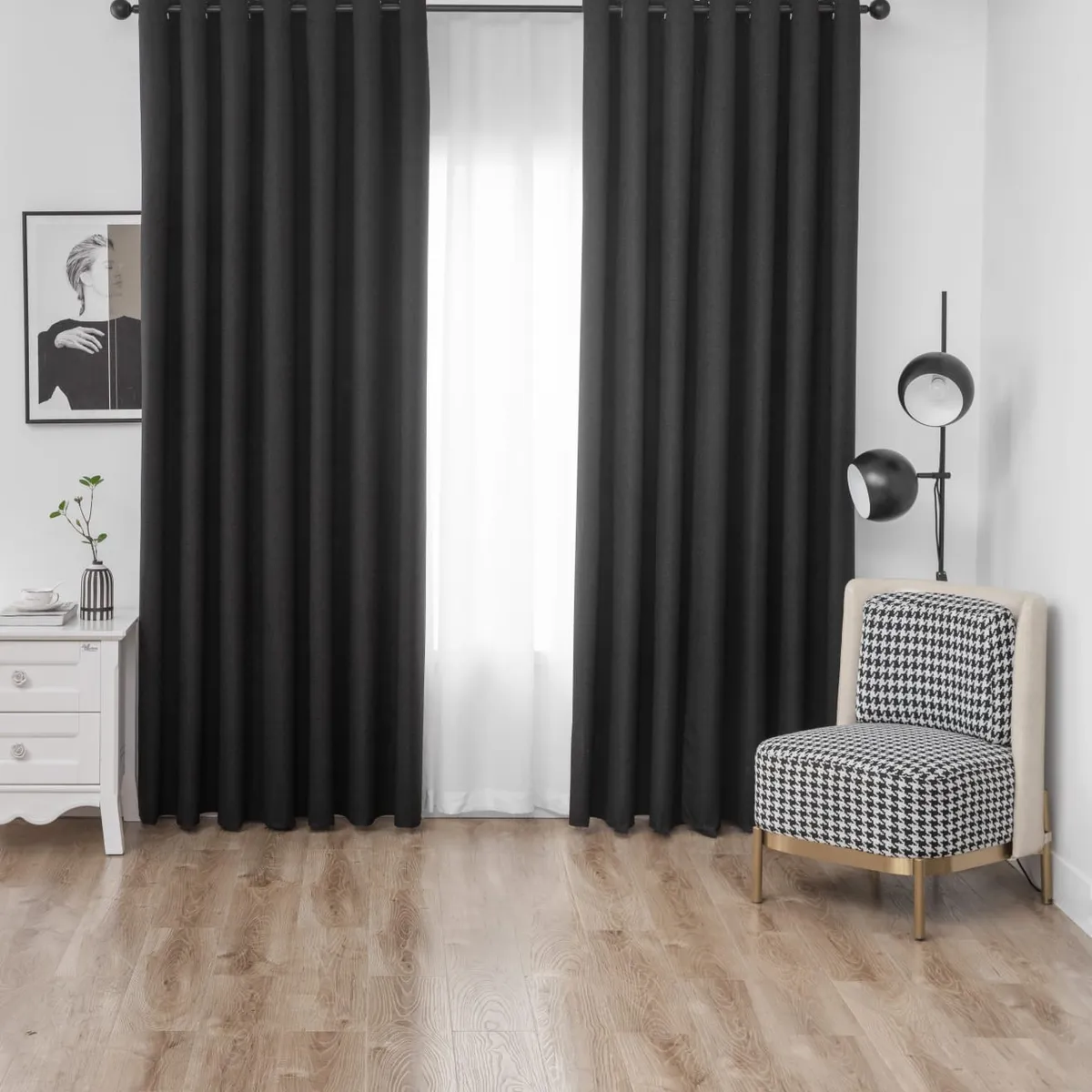 ANGELES DEL HOGAR - Cortina Blackout 2 Paños medias 140 cm x  230 cm Negro
