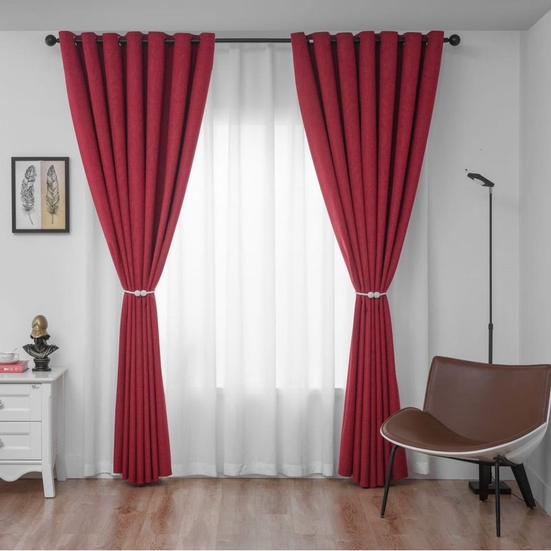 ANGELES DEL HOGAR - Cortina Blackout 2 Paños medias 140 cm x  230 cm Rojo