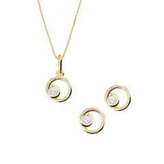 JOYAS MONTERO - Conjunto Sofia Gold Baño de Oro Con Circon Blanco