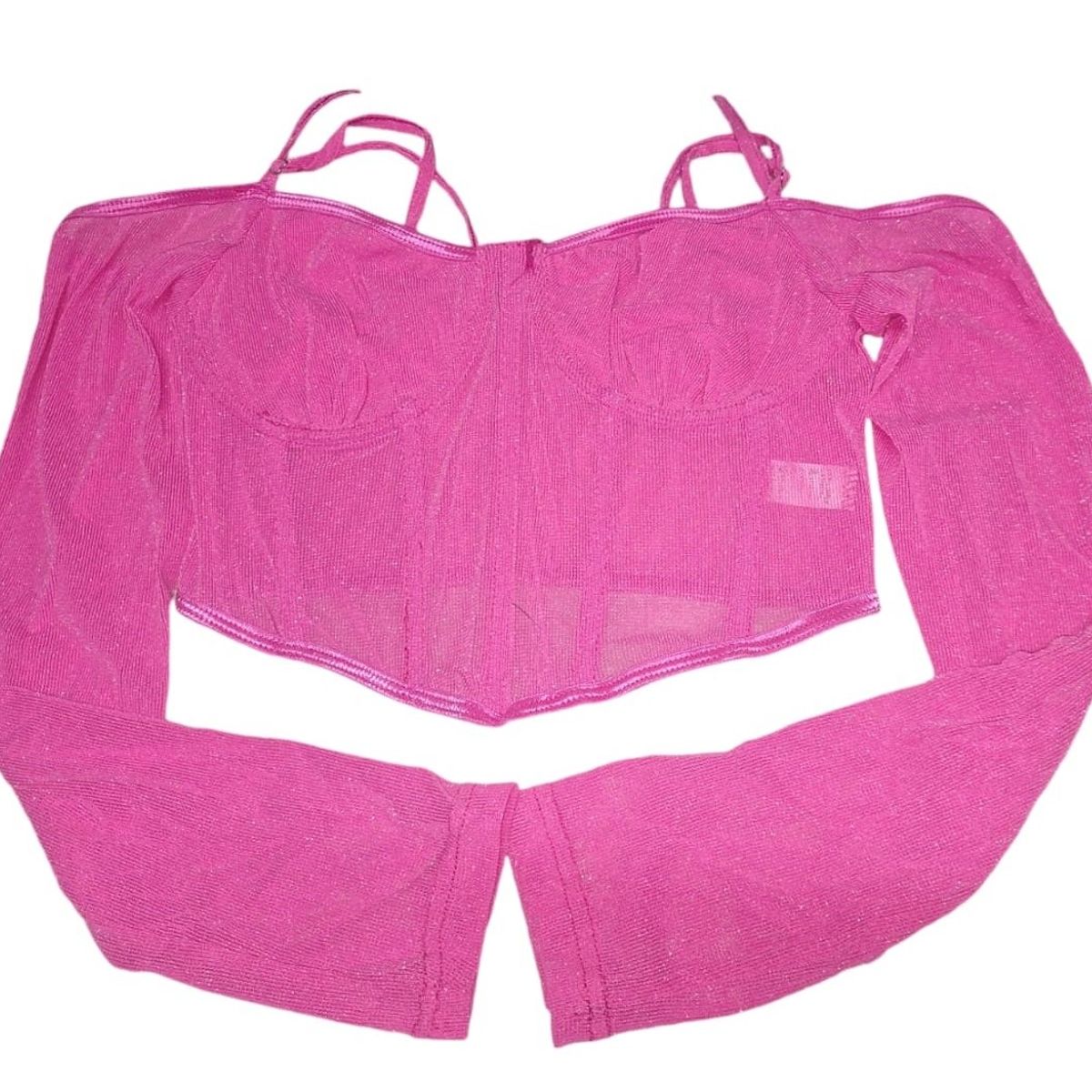 GARSIL - Peto Crop Top Con Tirantes Para Mujer - Tela Con Brillos - Escarcha