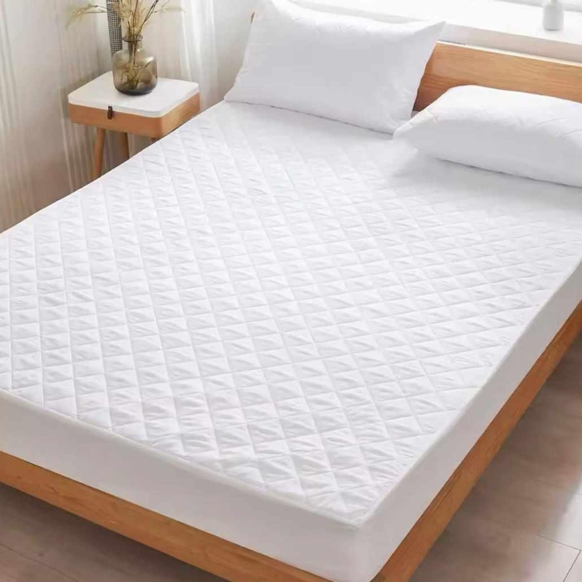 GENERICO - Cubrecolchon Acolchado Impermeable 1.5 Plazas - Blanco