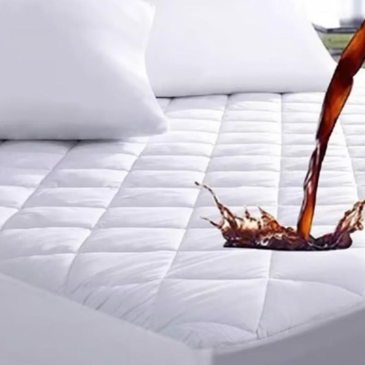 GENERICO - Cubrecolchon Acolchado Impermeable 2 Plazas - Blanco