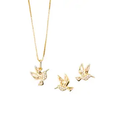 JOYAS MONTERO - Conjunto Colibri Gold Baño de Oro Con Micro Circones