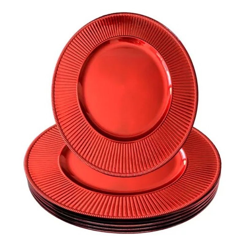 GENERICO - 4 Plato Base Navideños Vajilla Navidad Juego De Platos 33cm