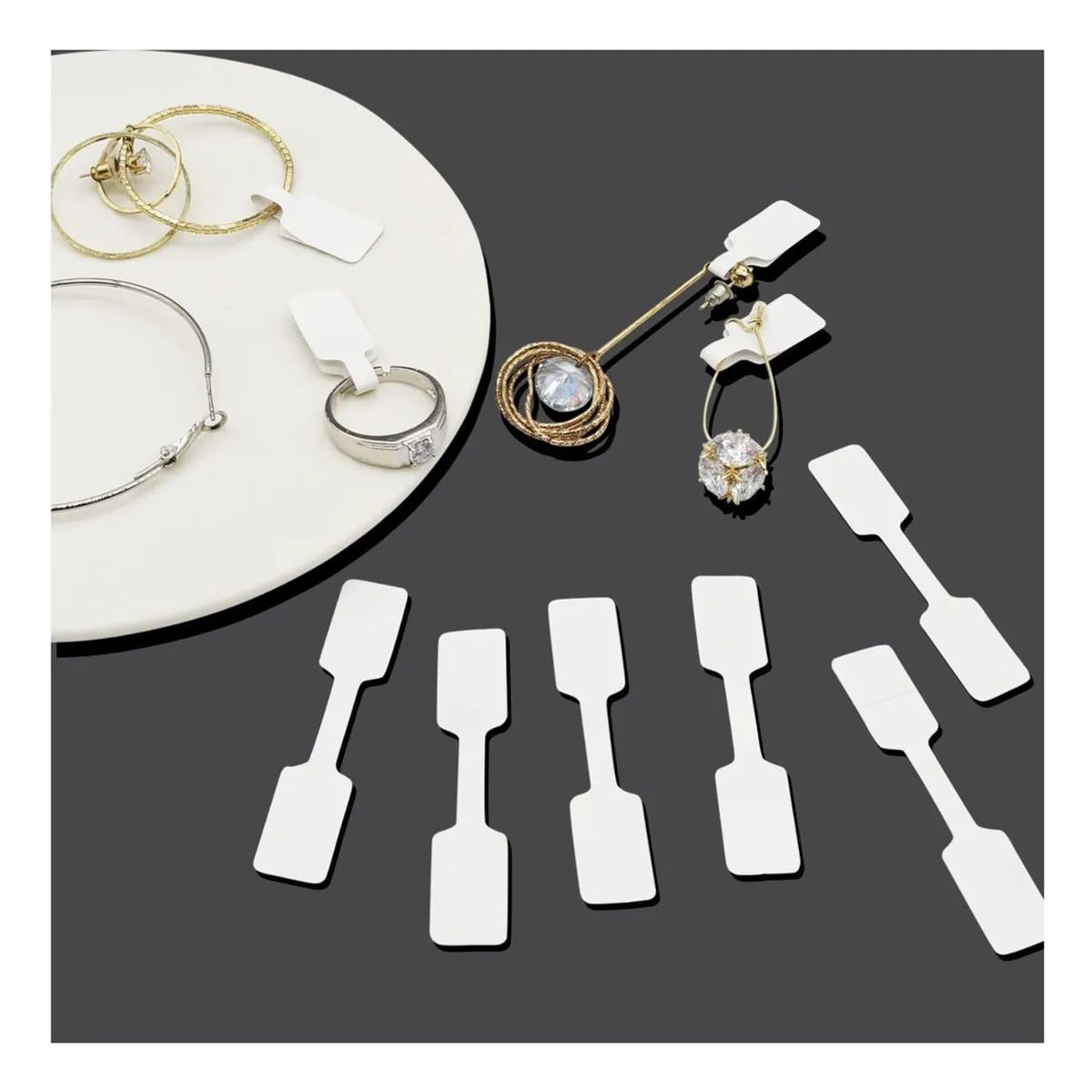 ADETEC - Etiquetas Manual Blanca Para Joyas 9x53 mm 10 Hojas - 136