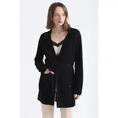 LIOLA - Chaqueta Larga Tejido Punto, Negro