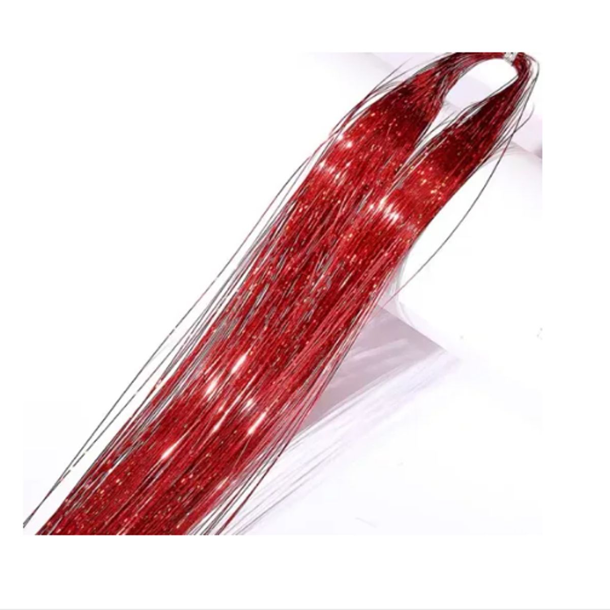 GENERICO - Tinsel Hair Extensiones Oropel Holográfico Cabello Brillante  ROJO