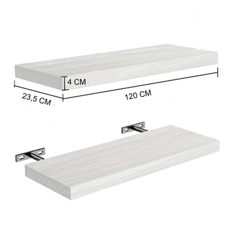 VGO - Estante flotante de Madera Blanco 23x120x4cm vgo