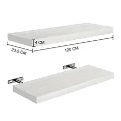VGO - Estante flotante de Madera Blanco 23x120x4cm