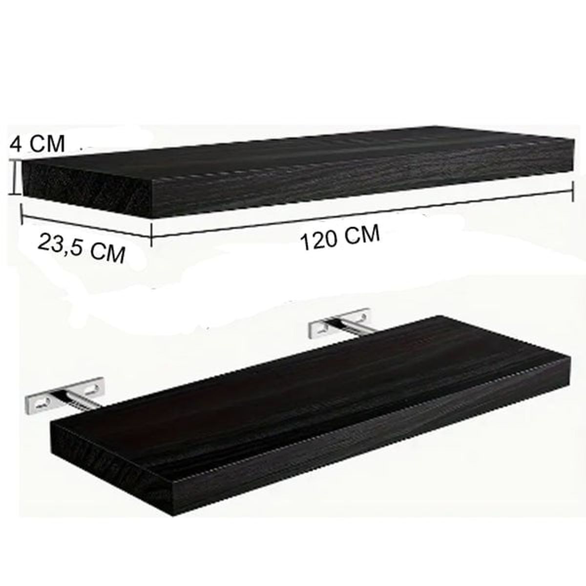 VGO - Estante flotante de Madera Negro 23x120x4cm vgo