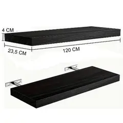 VGO - Estante flotante de Madera Negro 23x120x4cm