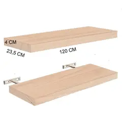 VGO - Estante flotante de Madera Natural 32x120x4cm