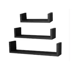 VGO - Estante flotante de Madera Negro 42x10x2cm